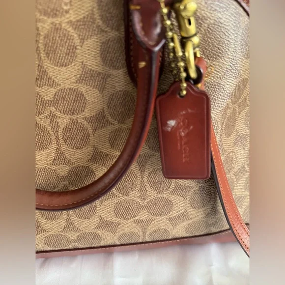 Coach Womens Coated Canvas Signature Quinn Satchel B4/Tan Rust - Picture 5 of 16